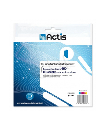 Tusz ACTIS KH-650CR (zamiennik HP 650 CZ102AE; Standard; 9 ml; kolor)