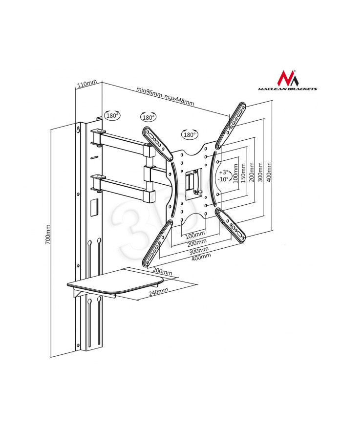 Uchwyt ścienny do telewizora Maclean MC-772 (ścienne; 32  - 55 ; max. 30kg) główny