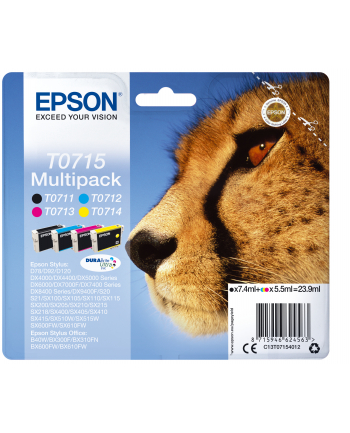 Zestaw tuszy Epson C13T07154012 (oryginał ; 1 x 7 4 ml  3 x 5 5 ml; czarny  czerwony  niebieski  żółty)