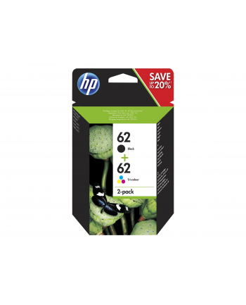 hewlett-packard Zestaw tuszy HP N9J71AE (oryginał HP62 HP 62 zestaw zawiera czarny i kolor  C2P204A C2P206AE; czarny  czerwony  niebieski  żółty)