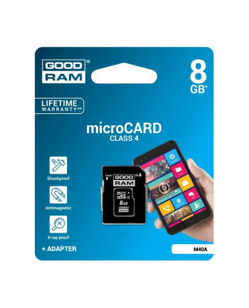 KARTA PAMIĘCI 8GB SecureDigital Micro SDHC Class 4 Slim Retail Pack + adapter