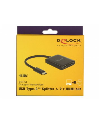 DELOCK SPLITTER VIDEO USB TYPE-C -> 2X HDMI 4K