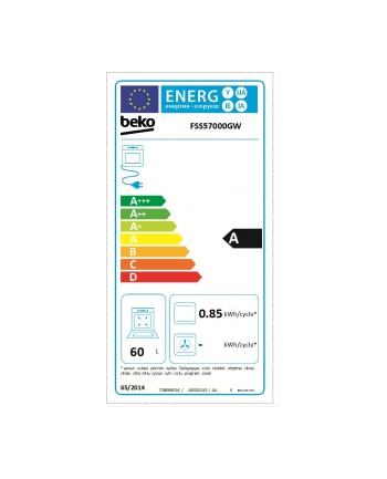 Kuchnia elektryczna Beko FSS57000GW (Piekarnik elektryczny; 500mm) nr 2