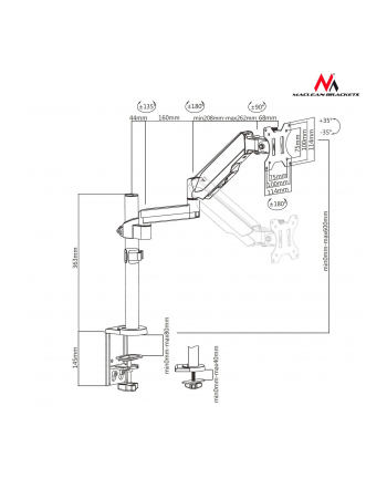 Uchwyt biurkowy do monitora Maclean MC-775 (biurkowy; 17  - 32 ; max. 8kg)