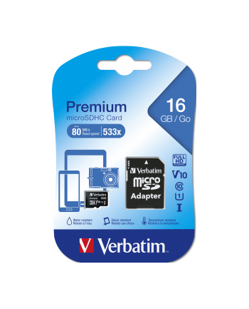 Karty pamięci Verbatim  44082 (16GB; Class 10; + adapter) nr 1