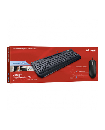 Zestaw klawiatura + mysz Microsoft Desktop 600 APB-00008 (mechaniczna; USB 2.0; (US); kolor czarny; optyczna; 8000 DPI)