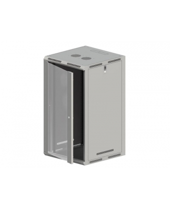 Szafy A-LAN SW-21U-600-600-N-DSJ-OP-RP-B-S (21U; 1035mm / 570mm / 600 mm; stojąca  wisząca; Szklane; 19''; kolor szary)