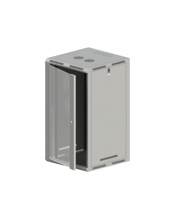 Szafy A-LAN SW-21U-600-600-N-DSJ-OP-RP-B-S (21U; 1035mm / 570mm / 600 mm; stojąca  wisząca; Szklane; 19''; kolor szary)