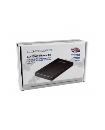 Obudowa do dysku LC-POWER  LC-25U3-Becrux-C1 (2.5 ; USB 3.1; Aluminium; kolor czarny)