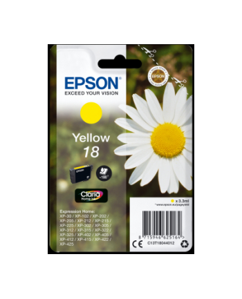 Tusz Epson C13T18044012 (oryginał 18; 3.3 ml; żółty)