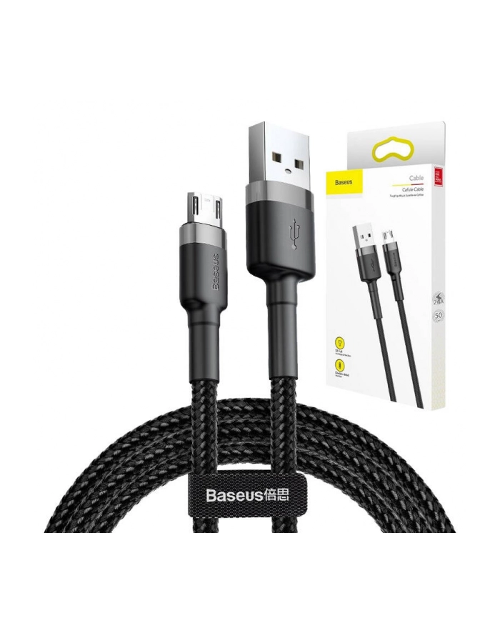 Kabel Baseus cafule CAMKLF-CG1 (USB M - Micro USB M; 2m; Szaro-czarny) główny
