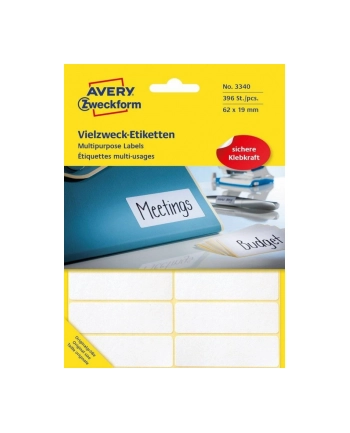 avery zweckform Mini etykiety w arkuszach do opisywania ręcznego, 62 x 19mm, białe, 396 sztuk