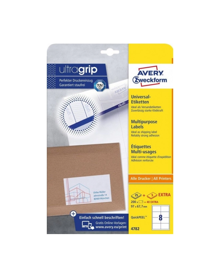 avery zweckform Etykiety uniwersalne ogólnego zastosowania, 97 x 67,7mm, białe, do drukarki, 240 sztuk główny