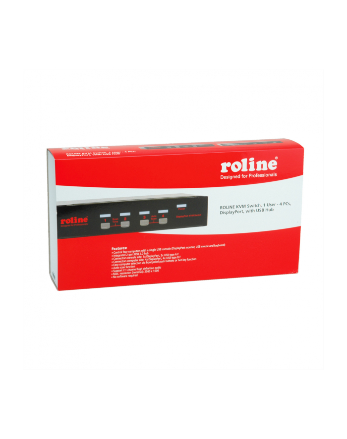 Secomp ROLINE KVM Switch,DP,USB,4 Ports,black (14.01.3329) główny