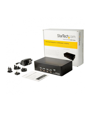 StarTech.com Port Dual DisplayPort KVM Switch - DP KVM Switch - 4K (60Hz) - KVM / Audio / USB Switch - 4 x KVM / Audio / USB - 1 Local User - Desktop, rack-mountable