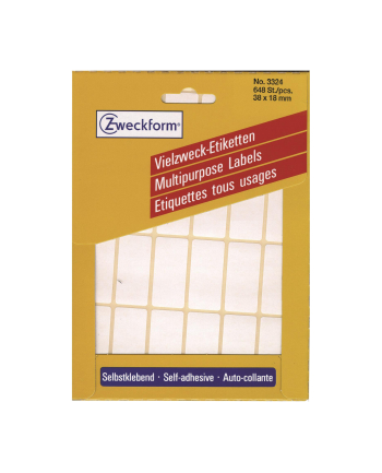 avery zweckform Mini etykiety w arkuszach do opisywania ręcznego, 38 x 18mm, białe, 648 sztuk