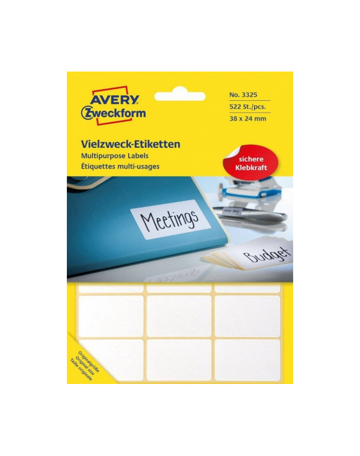avery zweckform Mini etykiety w arkuszach do opisywania ręcznego, 38 x 24mm, białe, 522 sztuki główny