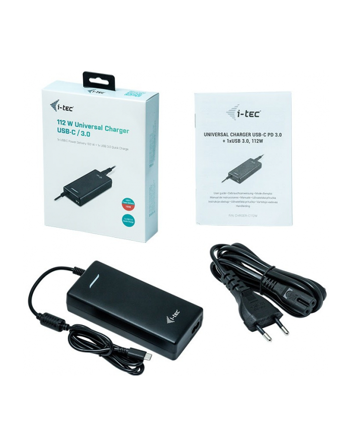 i-tec Uniwersalny zasilacz sieciowy USB-C 112W 1x USB-C 100W 1x USB-A 12W dla laptopów, ultrabooków, tabletów, smartfonów główny