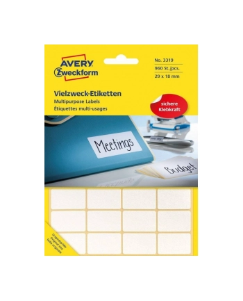 avery zweckform Mini etykiety w arkuszach do opisywania ręcznego, 29 x 18mm, białe, 960 sztuk