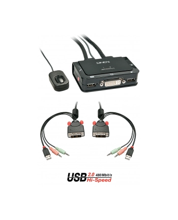 Lindy Compact 2 Port KVM Switch - KVM- /Audio- /USB- Switch - USB - 2 x KVM/Audio/USB - 1 local user - Desktop (42341) nr 1