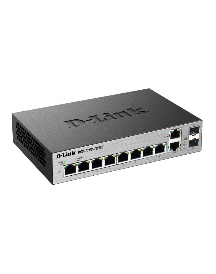 D-LINK DGS-1100-10/ME, 8-Port 10/100/1000Base-T ports + 2 combo 100/1000Base-T/SFP ports Metro Ethernet Switch, 802.3x Flow Control, Port Mirroring, IGMP Snooping, 802.1Q VLAN up to 32, VID range 1~4094, ISM Vlan, ACL, LoopBack detection, QoS, Bandwi główny