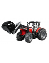 Traktor Massey Ferguson 7480 zładowaczem czołowym i przyczepą do drzewa BRUDER - nr 2