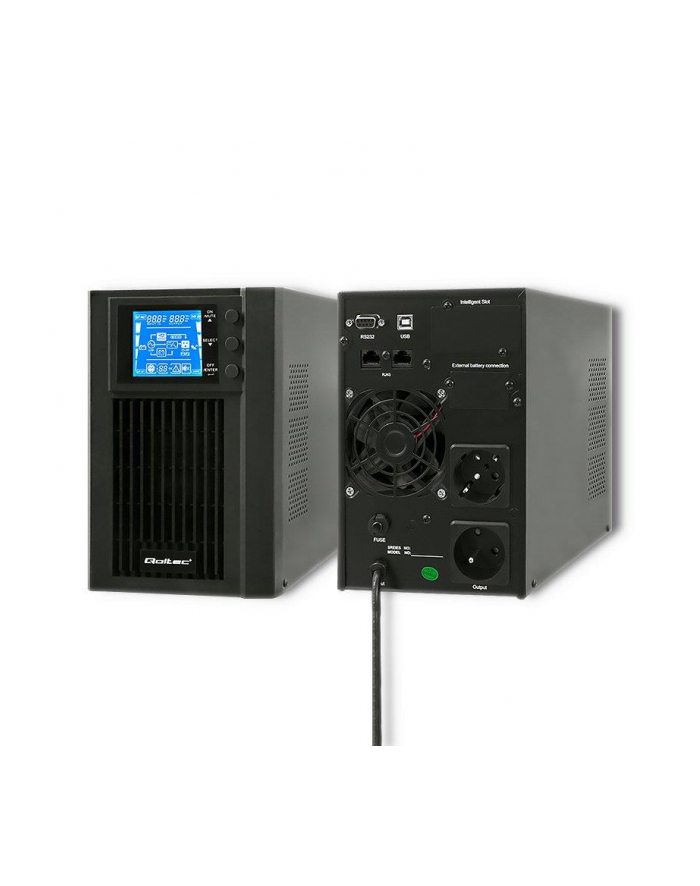 qoltec Zasilacz awaryjny UPS, on-line, czysta fala sinusoidalna, 1KVA, 800W, LCD, USB główny