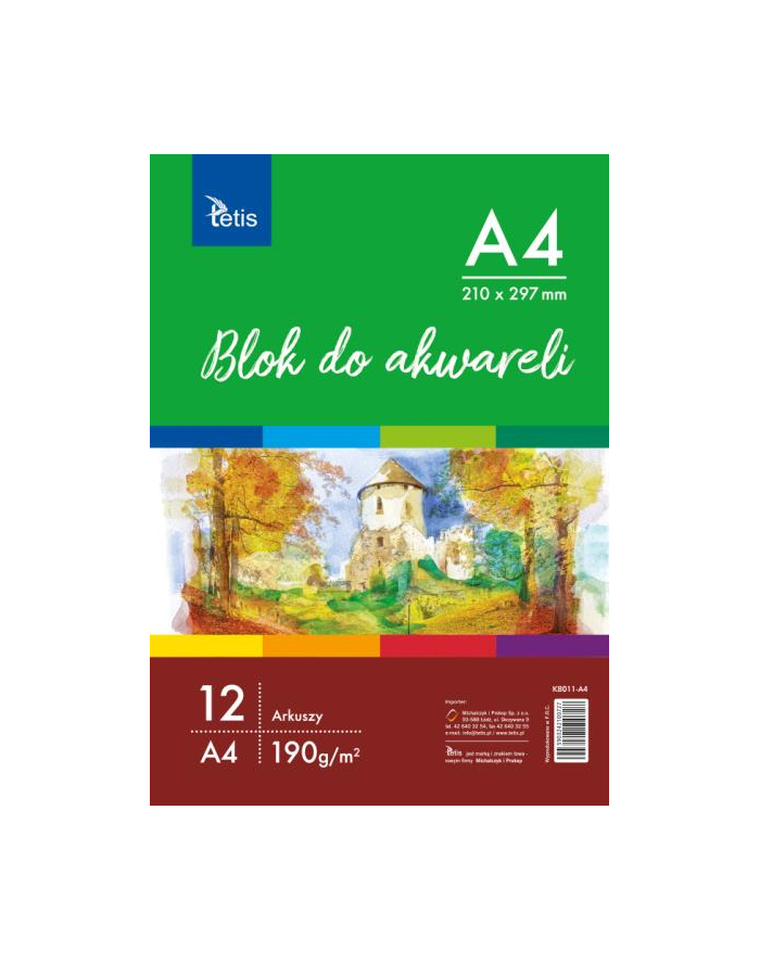 tetis Blok do akwareli A4 190g 12ark. KB011-A4 główny