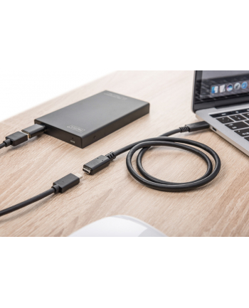 assmann Kabel przedłużający USB 3.1 Gen.2 SuperSpeed+ 10Gbps Typ USB C/USB C M/Ż, PD, czarny 0,7m