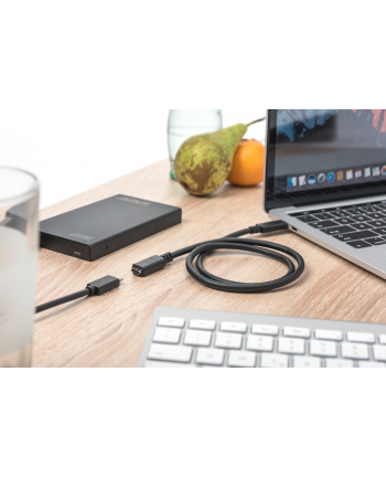 assmann Kabel przedłużający USB 3.1 Gen.2 SuperSpeed+ 10Gbps Typ USB C/USB C M/Ż, PD, czarny 0,7m