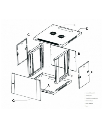 Szafka wisząca rack 9U 600x600 czarna dwusekcyjna