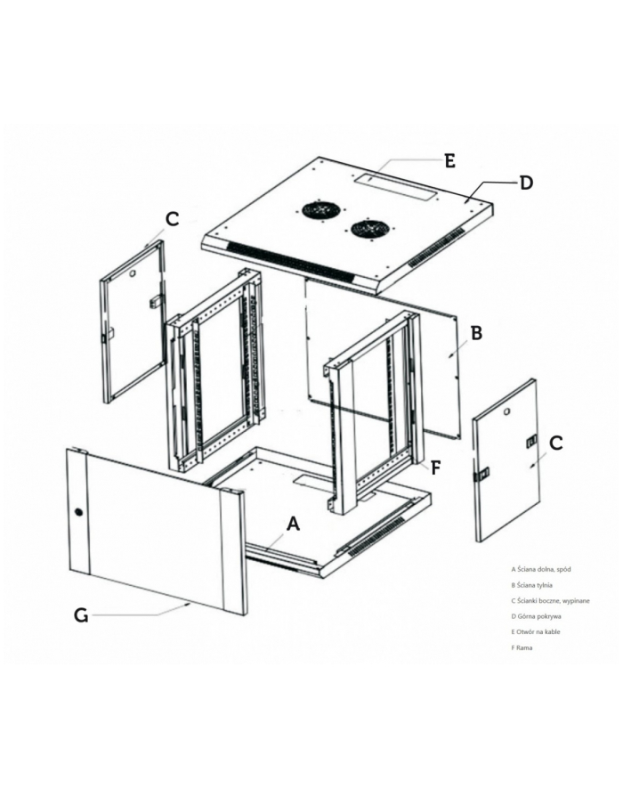 Szafka wisząca rack 9U 600x600 czarna dwusekcyjna główny