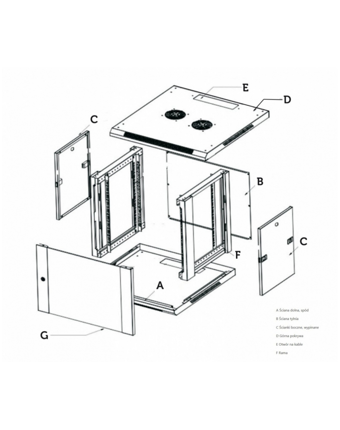 Szafka wisząca rack 9U 600x600 szara metalowe drzwi główny