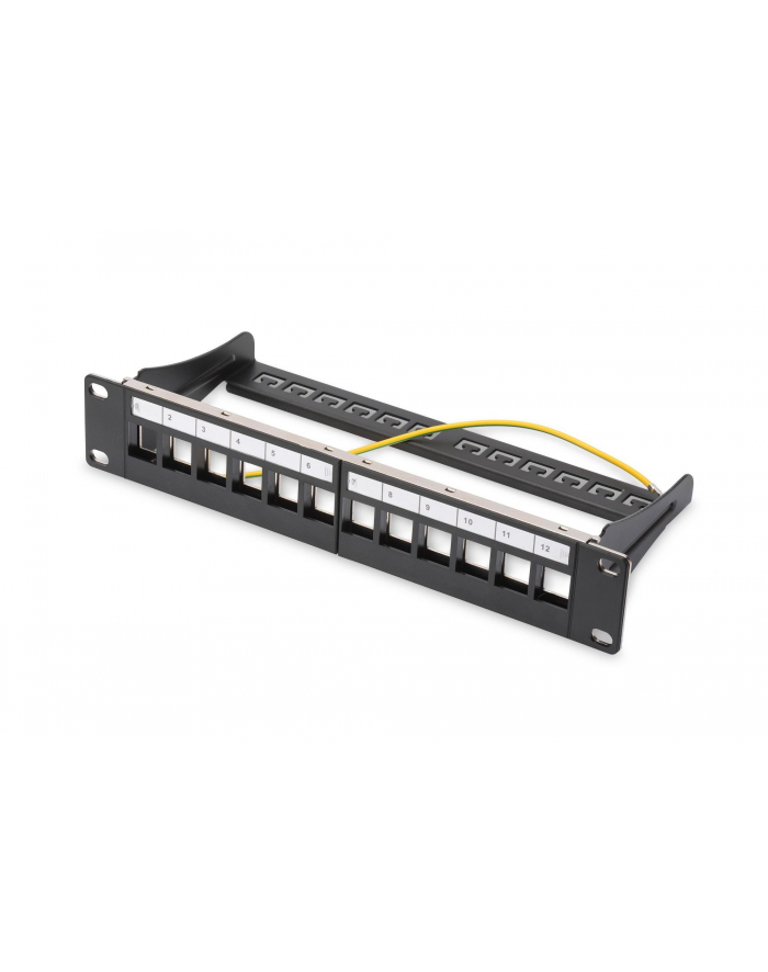 DIGITUS Patch panel 10'' 12-port.  1U modularny Keystone wspornik czarny główny