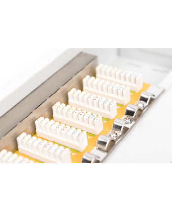 DIGITUS Patch panel 10'' 8-port. Kat.6 ekran 1U kompletny LSA, wspornik, szary