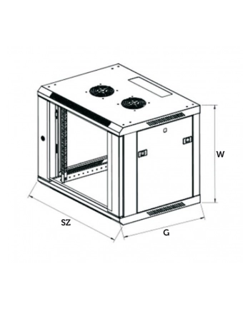 Szafka wisząca rack 12U 600x600 szara metalowe drzwi nr 1