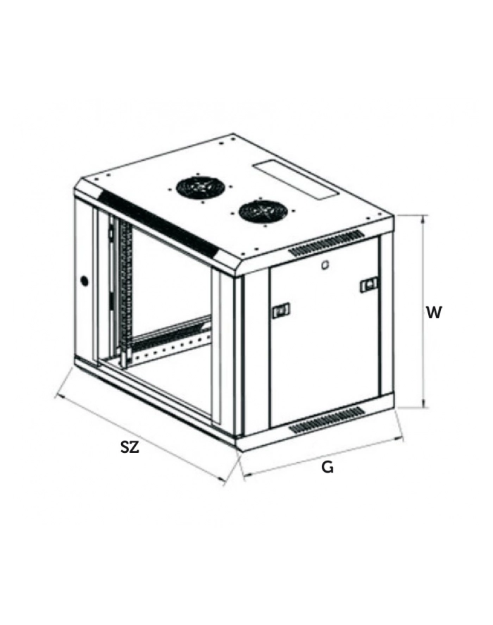 Szafka wisząca rack 12U 600x600 szara metalowe drzwi główny