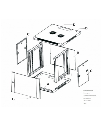 Szafka wisząca rack 9U 600x450 szara metalowe drzwi nr 1