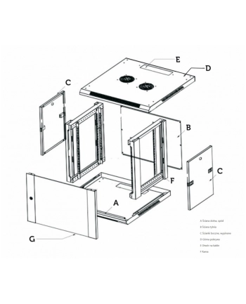 Szafka wisząca rack 9U 600x600 szara metalowe drzwi nr 1