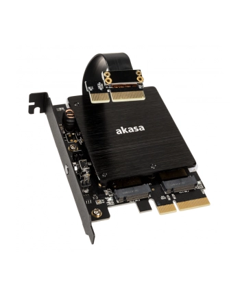 Akasa Adapter Dual M.2 SSD - PCIe z chłodzeniem i oświetleniem RGB LED