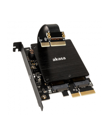 Akasa Adapter Dual M.2 SSD - PCIe z chłodzeniem i oświetleniem RGB LED