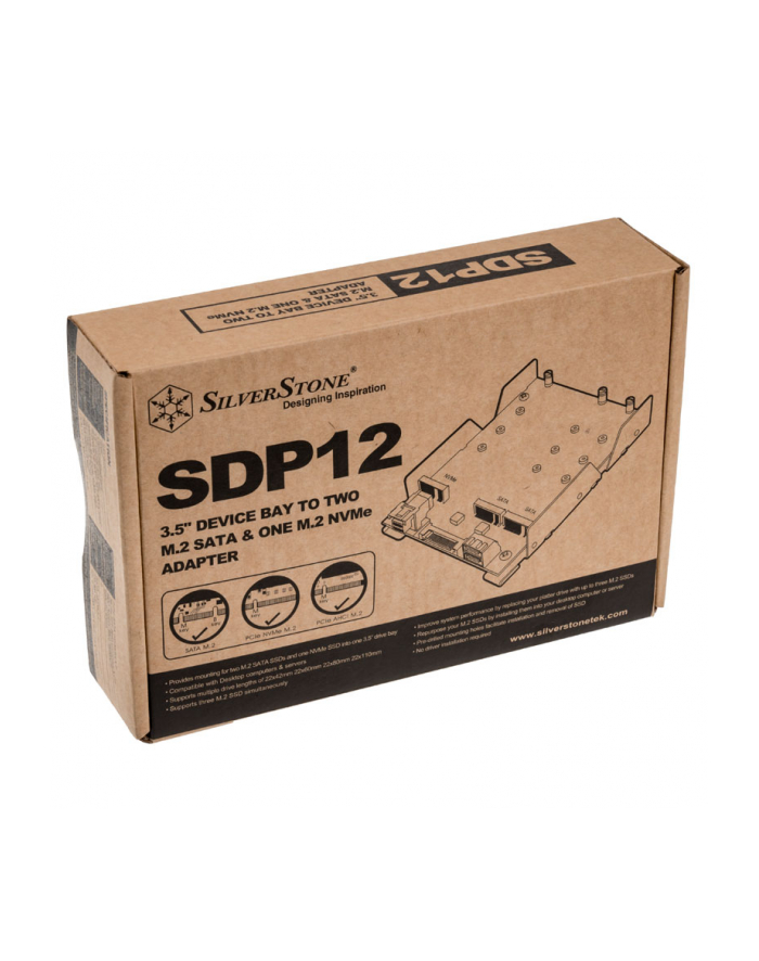 Silverstone SST-SDP12 3.5'' to 2x M.2 SATA and 1x M.2 NVMe SSD Mounting Adapter główny