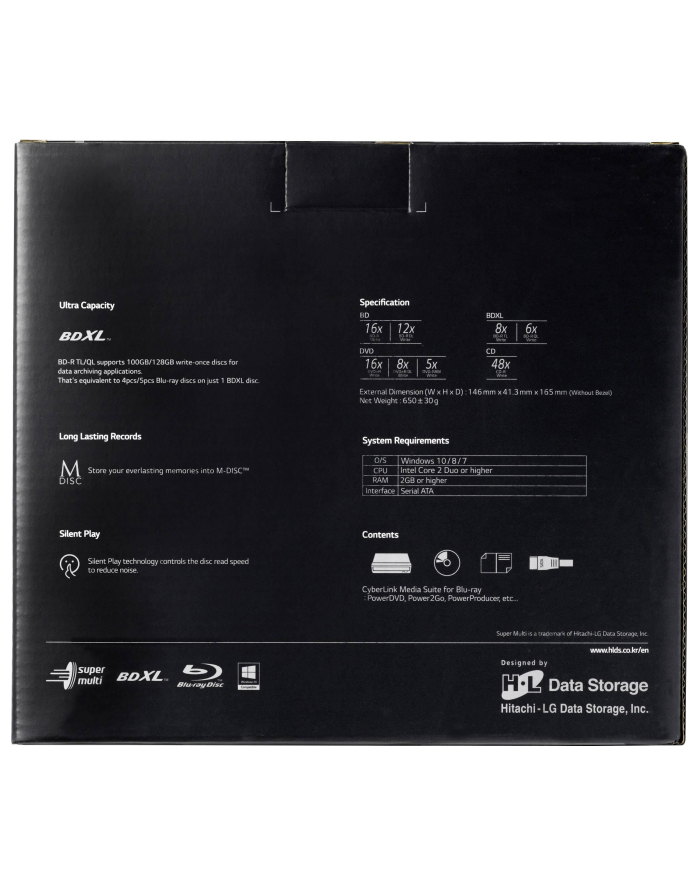 lg HLDS Wewn. nagrywarka Blu-ray BD-RE BH16NS55 Super Multi Blue, SATA,Retail,Black główny