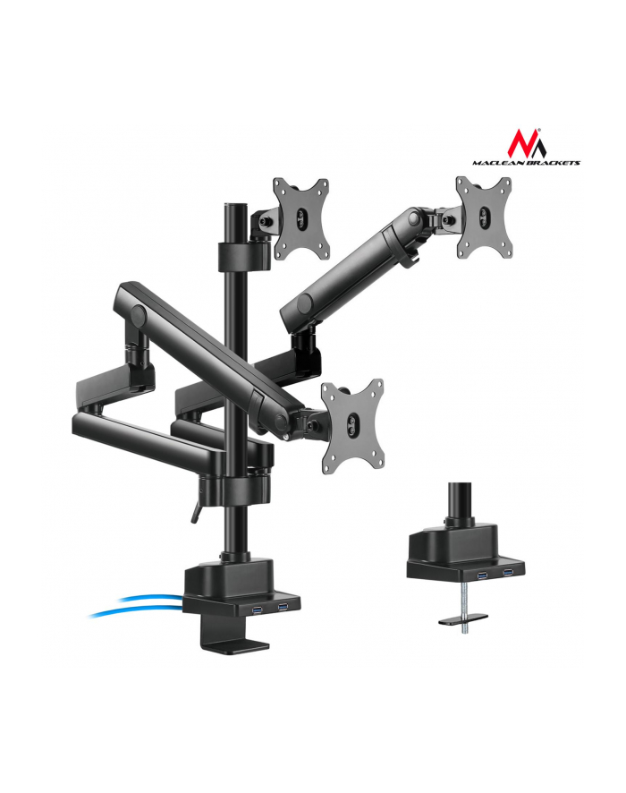 Uchwyt biurkowy do 3 monitorów Maclean MC-811 (biurkowy; 17  - 27 ; max 20kg) główny