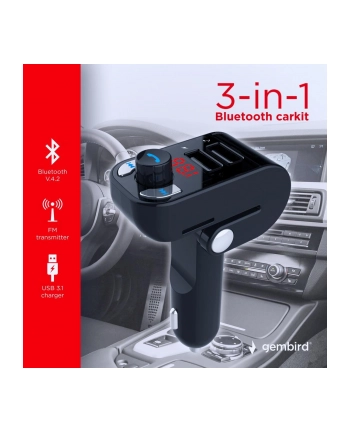 Transmiter FM FM do gniazda samochodowej zapalniczki GEMBIRD BTT-02 (USB 31) nr 2