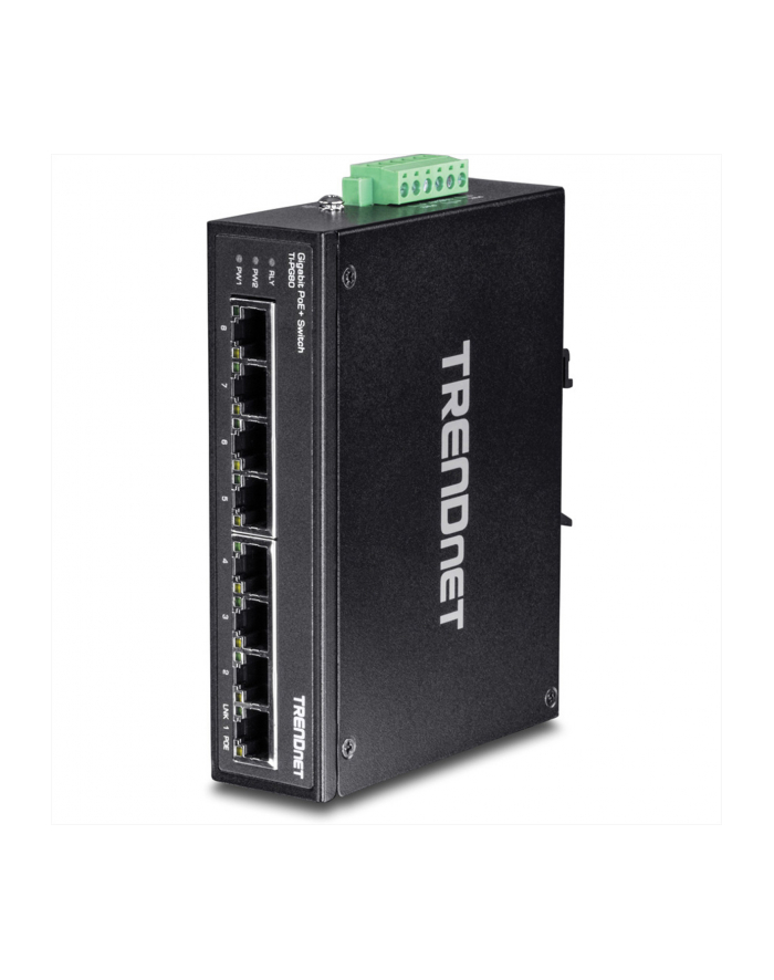 trendnet Przełącznik TI-PG80 8-Port 1GB PoE Plus Przemysłowy Niezarządzalny DIN Rail główny