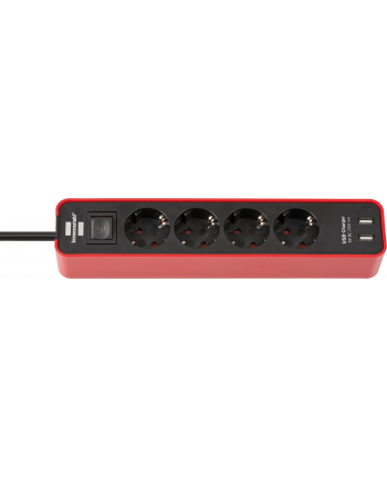 Brennenstuhl Ecolor 4x Power 2x USB - 1.5m - red