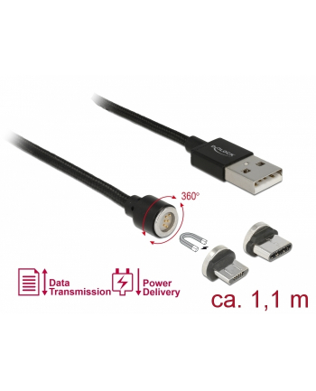 DeLOCK magnet. USB set f. USB C bk 1.1m- Data and charging cable set