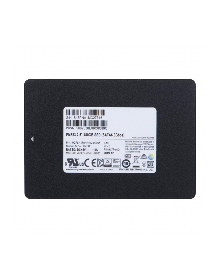 Samsung Enterprise SSD 480GB PM863 2,5'' SATA TLC, R/W 550/520 MB/s główny