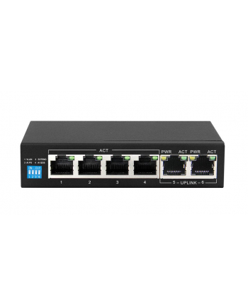 EXTRALINK EUROS V2 Switch 6x10/100Mbps; 2xUplink; Ports 1-4 PoE 802.3AF/AT 60W